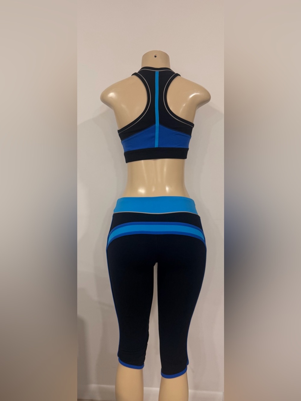 bebe sport Black and Bright Blue Athletic Two-Piece Set Y2K